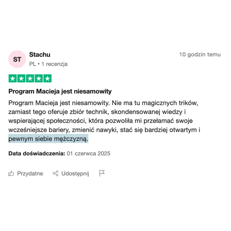 Opinia z Trustpilot 1
