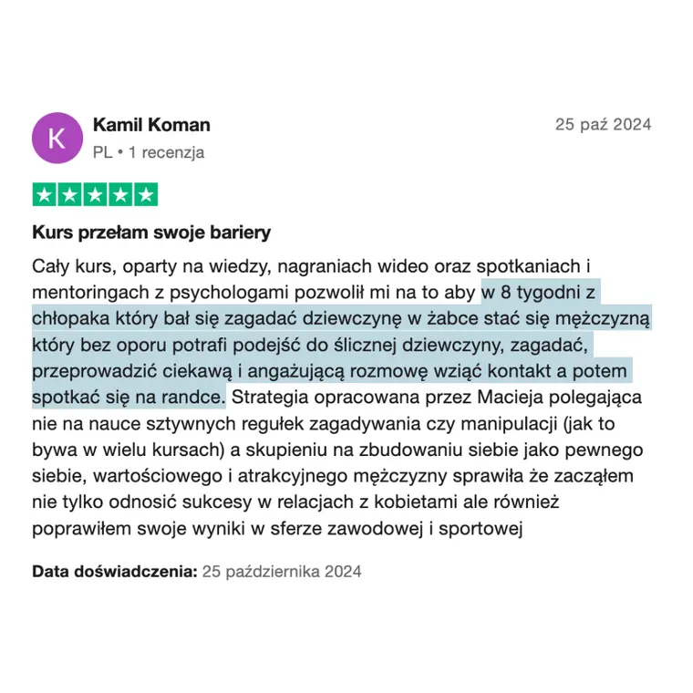 Opinia z Trustpilot 2