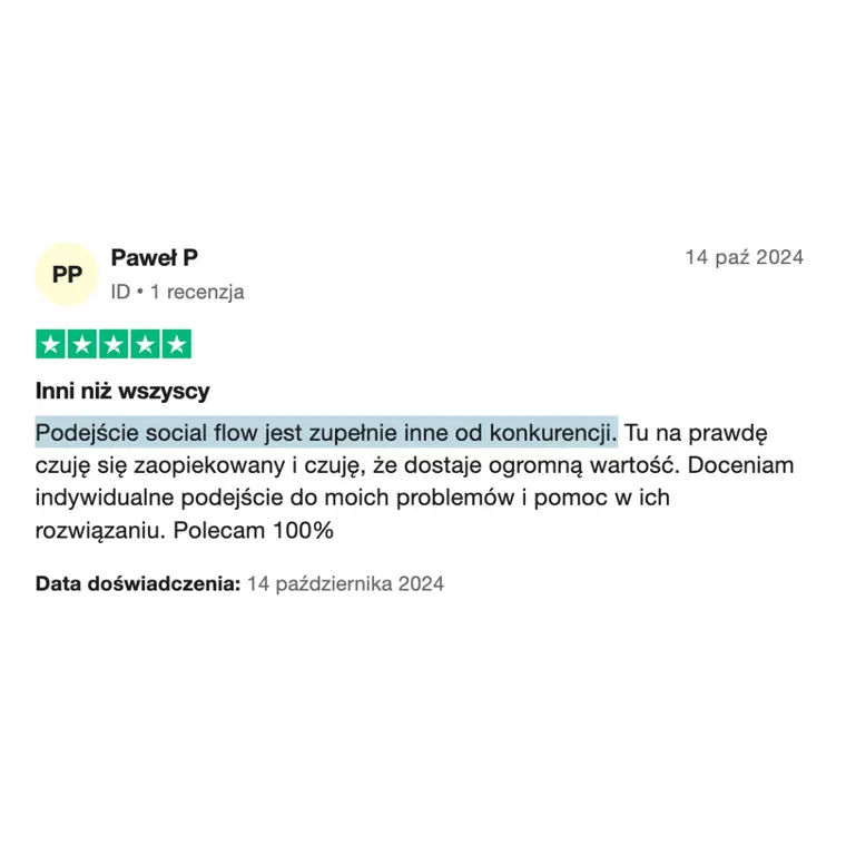 Opinia z Trustpilot 1