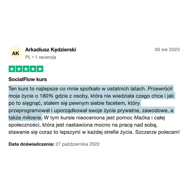 Opinia z Trustpilot 2