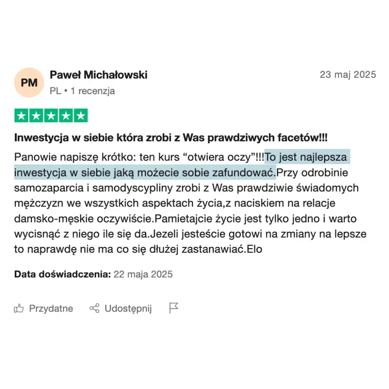 Opinia z Trustpilot 2