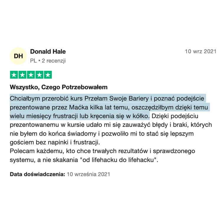 Opinia z Trustpilot 2