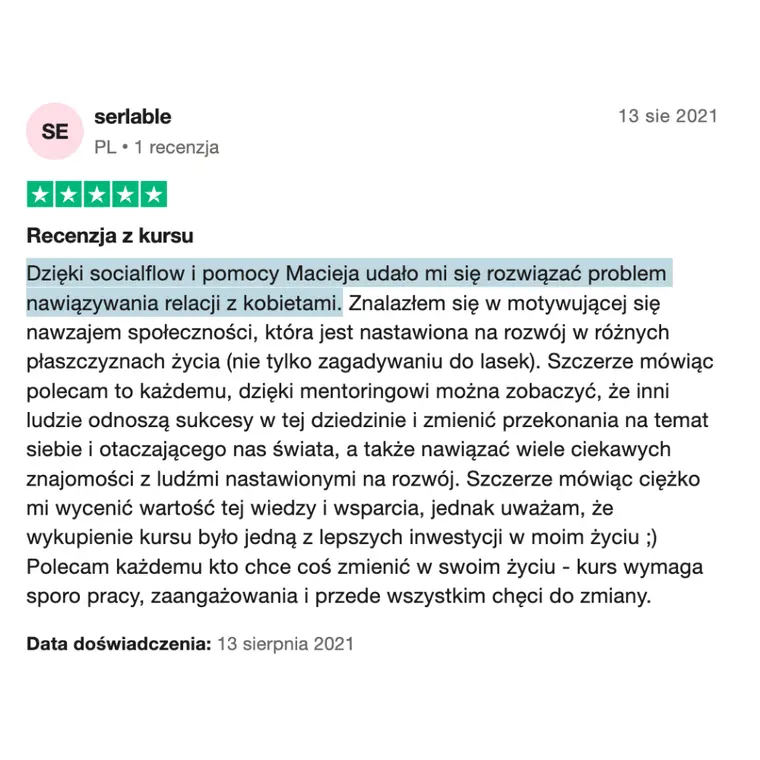 Opinia z Trustpilot 2