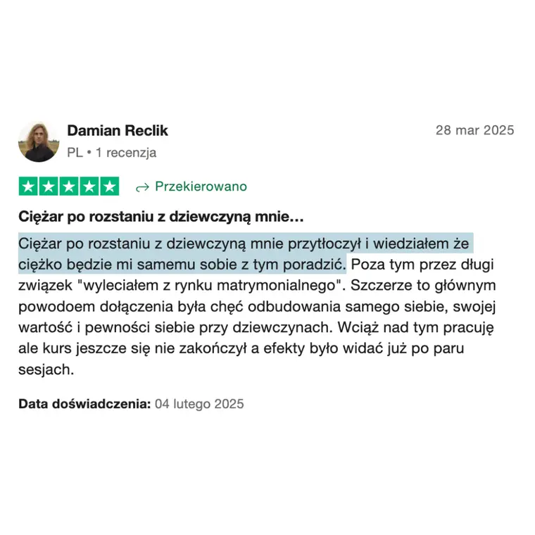 Opinia z Trustpilot 1