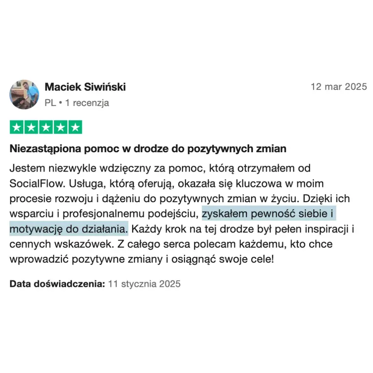 Opinia z Trustpilot 1