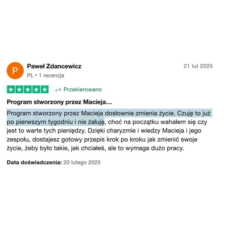 Opinia z Trustpilot 2